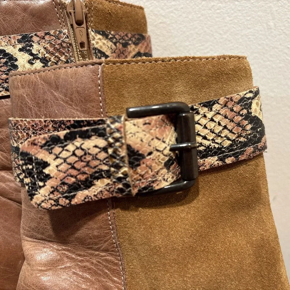 Western Snake Buckle Leather/Suede Bootie Matisse Eaglewood 8M Tan Boots Block